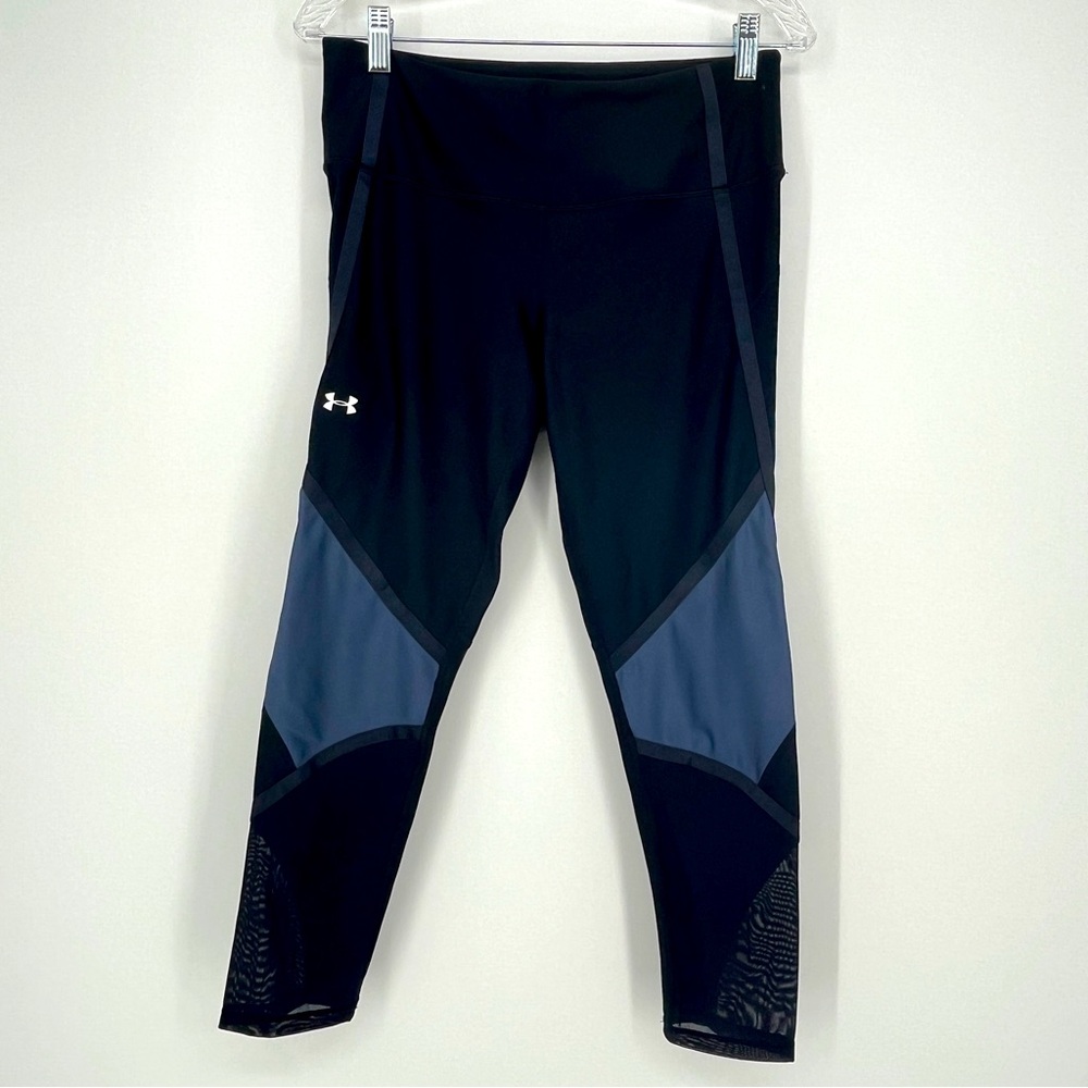 Under Armour Large Athletic Compression Leggings Running Jogging Black & Blue